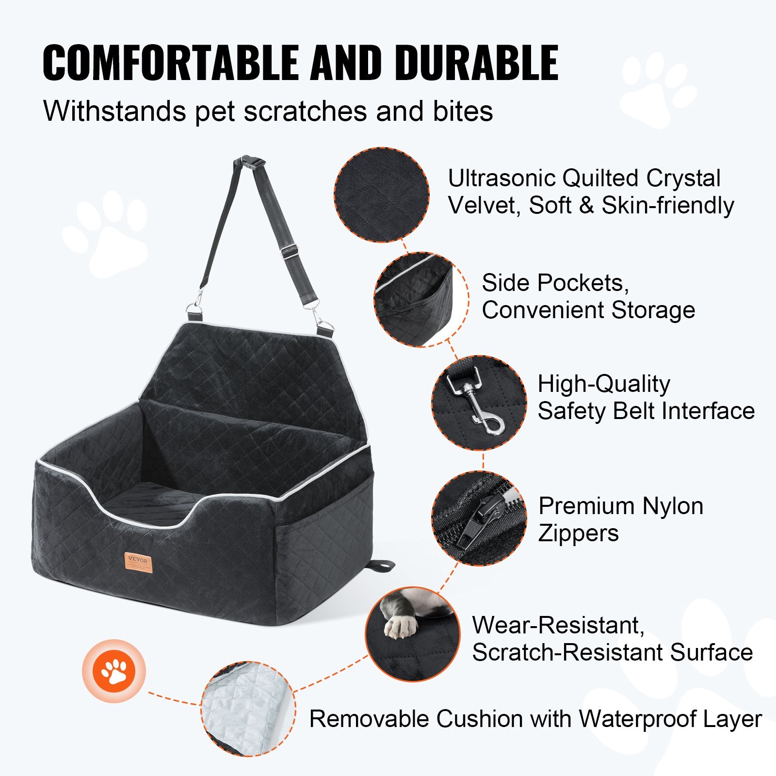 Dog Booster Car Seat Pet Car Seat for Medium Large Dog up to 24.9 kg Black V952-CWZGQCZYSFSC6Z483V0