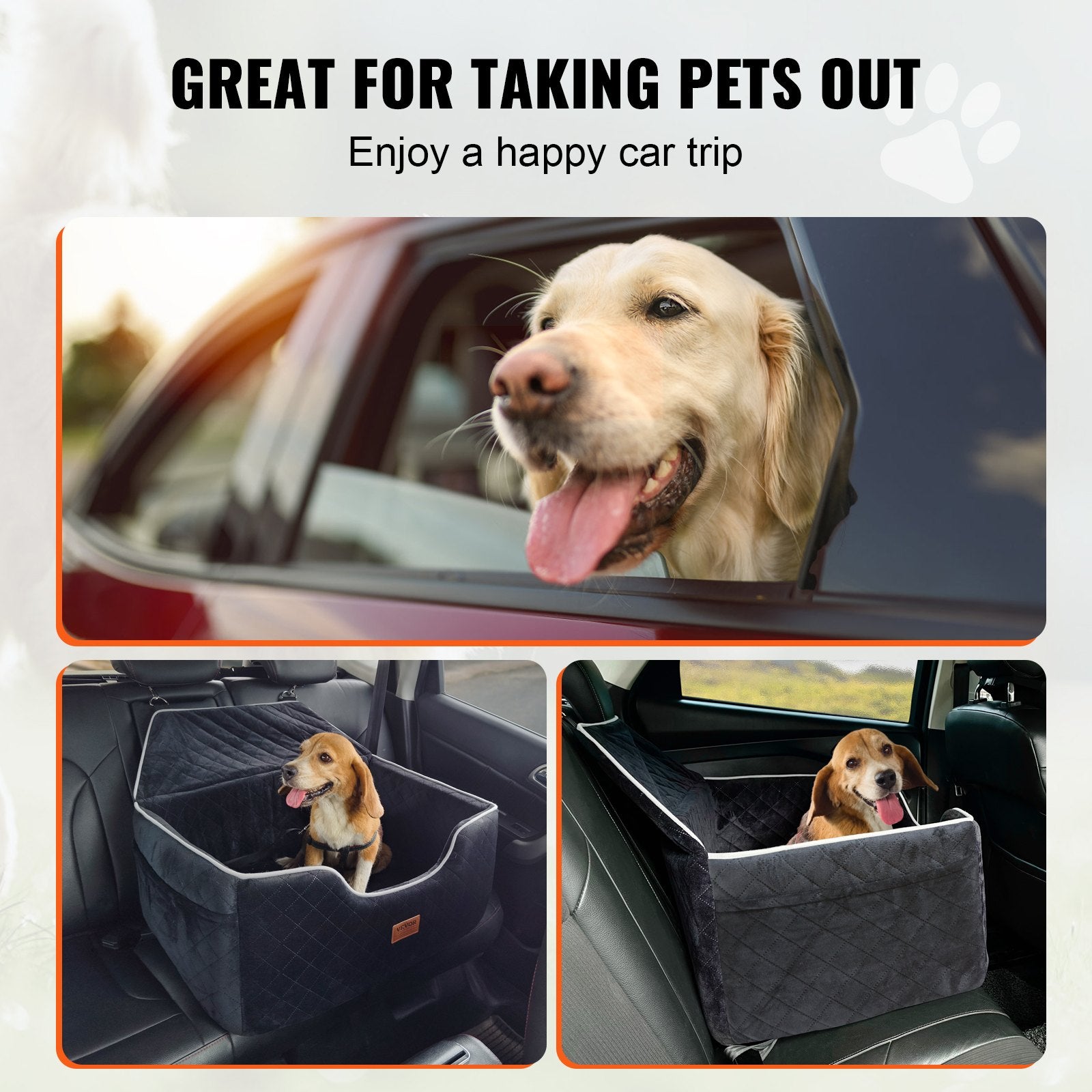 Dog Booster Car Seat Pet Car Seat for Medium Large Dog up to 24.9 kg Black V952-CWZGQCZYSFSC6Z483V0