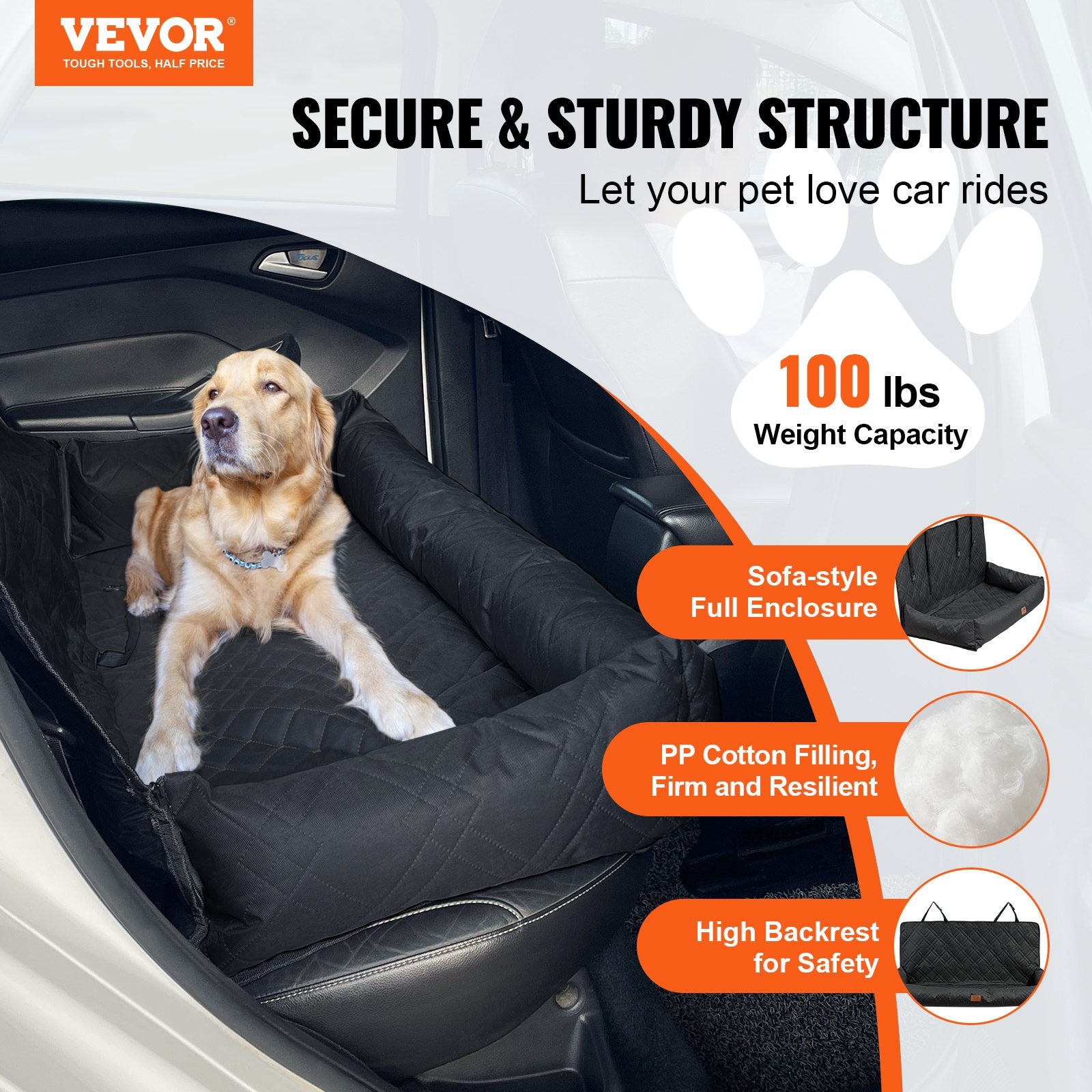 Dog Car Seat, Waterproof Dog Booster Seat for Car, Pet Car Seat with Clip-On Safety Leash, PP Cotton Filling, V952-CWZGQCZYSFSHXYKEFV0