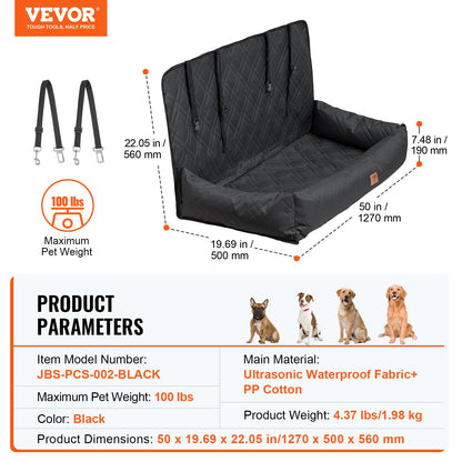 Dog Car Seat, Waterproof Dog Booster Seat for Car, Pet Car Seat with Clip-On Safety Leash, PP Cotton Filling, V952-CWZGQCZYSFSHXYKEFV0