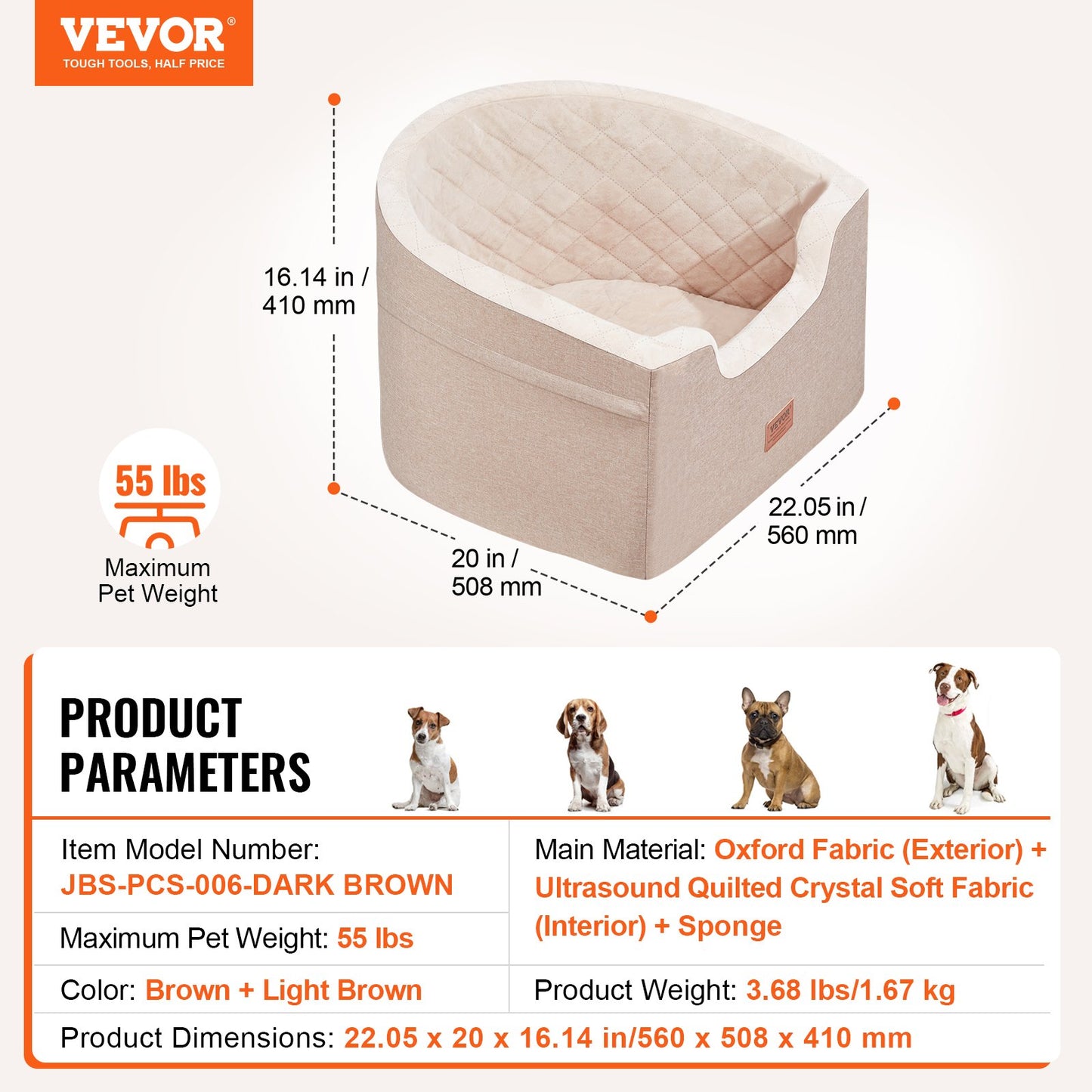 Dog Car Seat, Waterproof Dog Booster Seat for Car with A Storage Pocket, Clip-On Safety Leash and Sponge V952-CWZGQCZYZQHT264QBV0