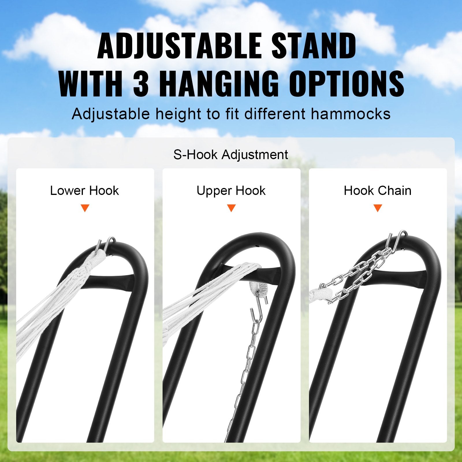 Steel Hammock Stand 450lbs Capacity Hammock Frame Fits 6.9-12.8ft Hammocks V952-CXDCJCXJS1105OTTMV0