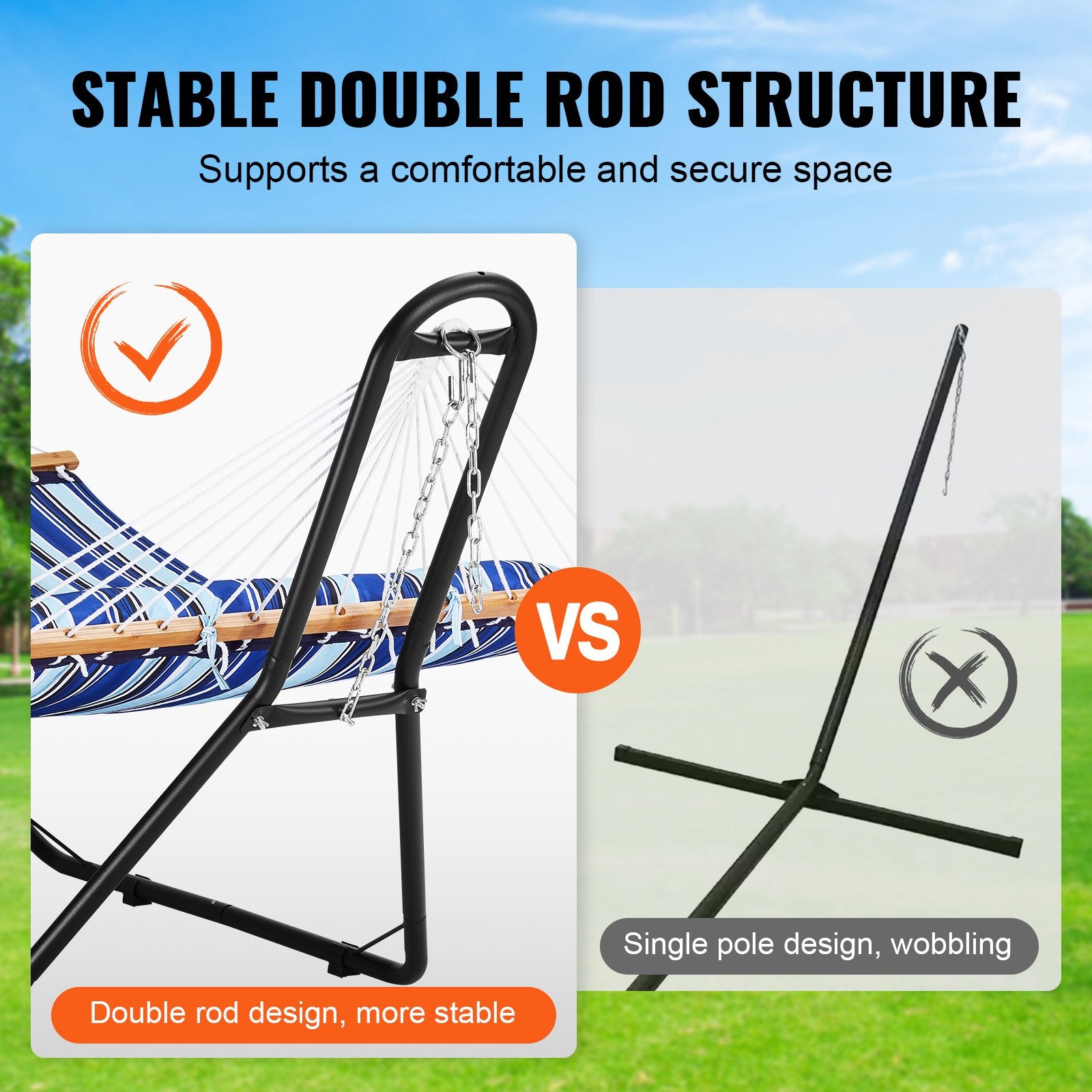 Steel Hammock Stand 450lbs Capacity Hammock Frame Fits 6.9-12.8ft Hammocks V952-CXDCJCXJS1105OTTMV0