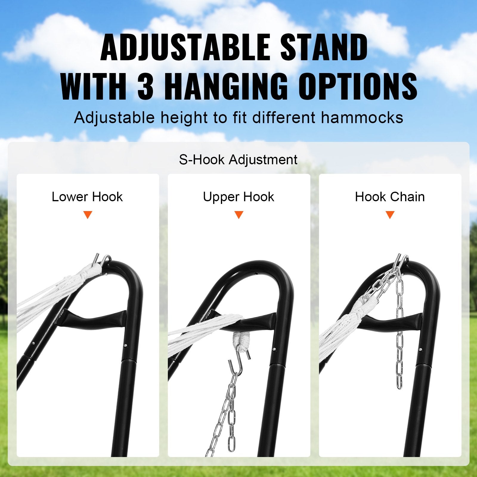 Universal 2 Person Hammock Stand, Adjustable Heavy Duty 550 lbs Capacity Hammock Stand Fits 8-13 ft Hammocks V952-CXDCJCXJS118H5RLYV0