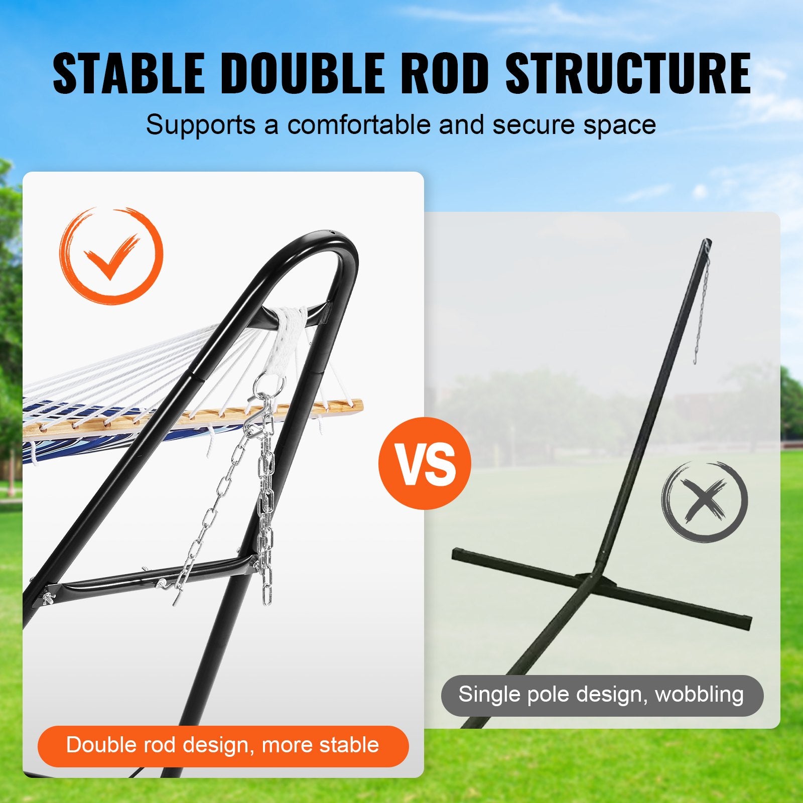 Universal 2 Person Hammock Stand, Adjustable Heavy Duty 550 lbs Capacity Hammock Stand Fits 8-13 ft Hammocks V952-CXDCJCXJS118H5RLYV0