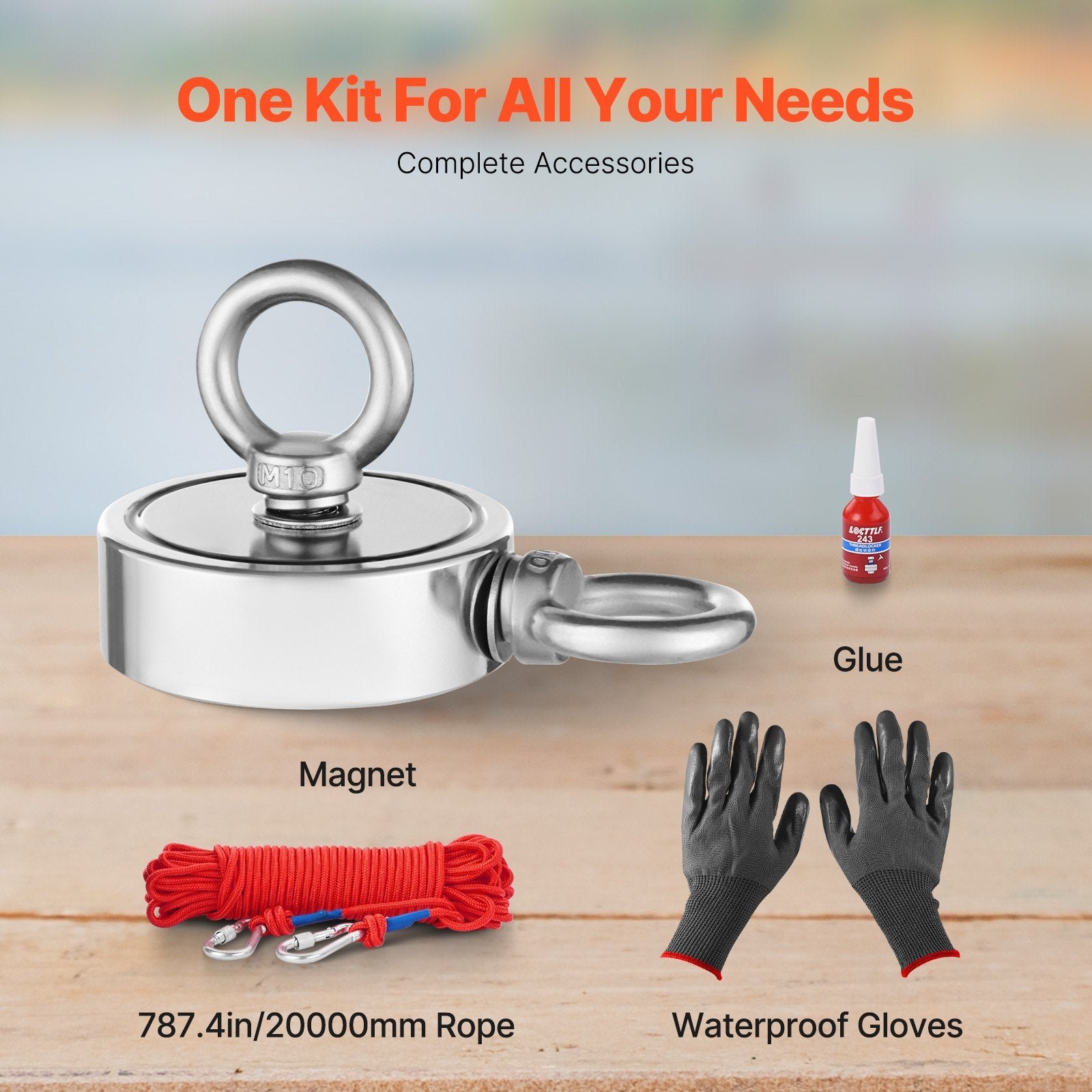 454 Kg Strong Fishing Magnet Kit Double-Sided Pull Force Rope Carabiner V952-CXDYTZ3JTSM18MVVCV0