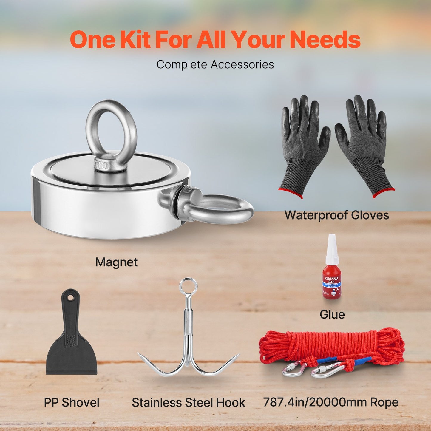771 Kg Strong Fishing Magnet Kit Double Sided Pull Force Rope Carabiner V952-CXDYTZ5JTSM110PE7V0