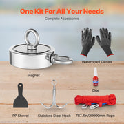 771 Kg Strong Fishing Magnet Kit Double Sided Pull Force Rope Carabiner V952-CXDYTZ5JTSM110PE7V0