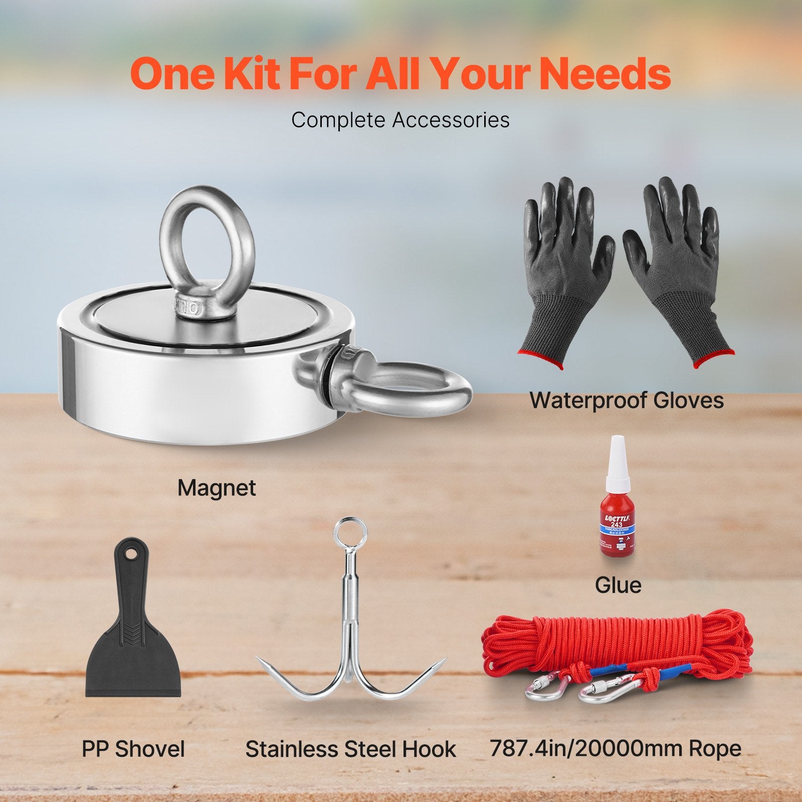 771 Kg Strong Fishing Magnet Kit Double Sided Pull Force Rope Carabiner V952-CXDYTZ5JTSM110PE7V0