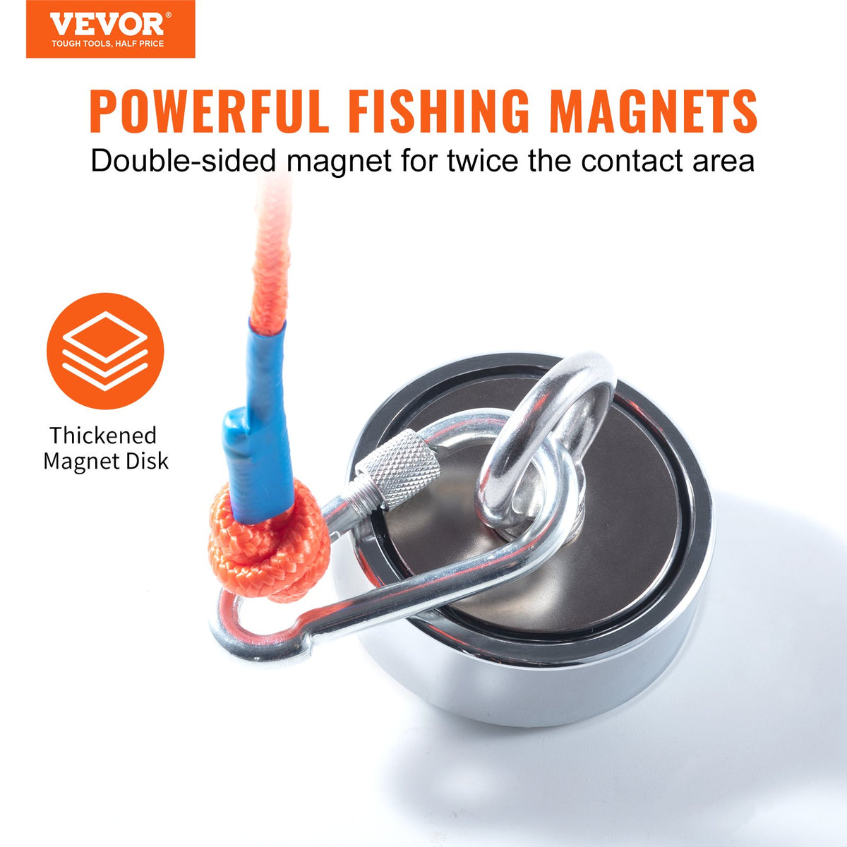 Magnet Fishing Kit, 1200lbs Pulling Force Double Sided Fishing Magnets, 2.95inch Diameter Magnet with Rope, V952-CXDYTZSM1200TNZ8SV0
