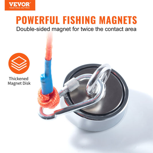 Magnet Fishing Kit, 1200lbs Pulling Force Double Sided Fishing Magnets, 2.95inch Diameter Magnet with Rope, V952-CXDYTZSM1200TNZ8SV0
