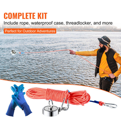 Magnet Fishing Kit, 1200lbs Pulling Force Double Sided Fishing Magnets, 2.95inch Diameter Magnet with Rope, V952-CXDYTZSM1200TNZ8SV0