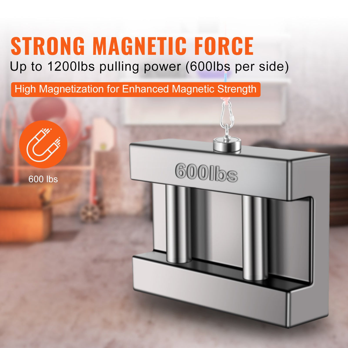 Magnet Fishing Kit, 1200lbs Pulling Force Double Sided Fishing Magnets, 2.95inch Diameter Magnet with Rope, V952-CXDYTZSM1200TNZ8SV0