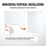 Magnetic Glass Whiteboard, Dry Erase Board 36"x24", Wall-Mounted Large White Glassboard Frameless, with V952-CXGCBLBGHBL3CGGHBV0