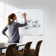 Magnetic Glass Whiteboard, Dry Erase Board 36"x24", Wall-Mounted Large White Glassboard Frameless, with V952-CXGCBLBGHBL3CGGHBV0