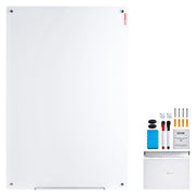 Magnetic Glass Whiteboard, Dry Erase Board 36"x24", Wall-Mounted Large White Glassboard Frameless, with V952-CXGCBLBGHBL3CGGHBV0