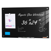 Magnetic Glass Whiteboard, Dry Erase Board 36"x24", Wall-Mounted Large White Glassboard Frameless, with V952-CXGCBLBGHBL3VB8RKV0