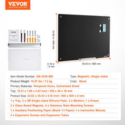 Magnetic Glass Whiteboard, Dry Erase Board 36"x24", Wall-Mounted Large White Glassboard Frameless, with V952-CXGCBLBGHBL3VB8RKV0