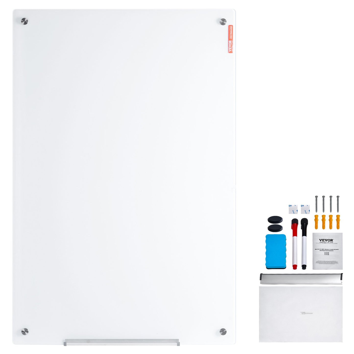 Magnetic Glass Whiteboard, Dry Erase Board 48"x32", Wall-Mounted Large White Glassboard Frameless, with V952-CXGCBLBGHBL4O9WH5V0
