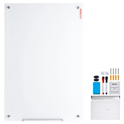 Magnetic Glass Whiteboard, Dry Erase Board 48"x32", Wall-Mounted Large White Glassboard Frameless, with V952-CXGCBLBGHBL4O9WH5V0