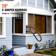 Handrails for Outdoor Steps, 29" Length Wall Mount Safety Railings for 1-3 Steps, U-Shaped Handrail with V952-CXSBSHS29IN1ZXJLBV0