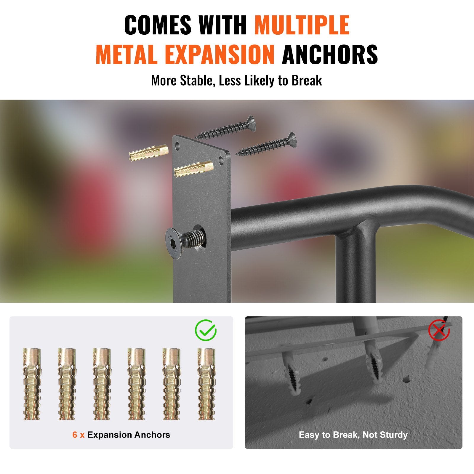 Handrails for Outdoor Steps, 29" Length Wall Mount Safety Railings for 1-3 Steps, U-Shaped Handrail with V952-CXSBSHS29IN1ZXJLBV0
