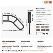 Handrails for Outdoor Steps, 29" Length Wall Mount Safety Railings for 1-3 Steps, U-Shaped Handrail with V952-CXSBSHS29IN1ZXJLBV0