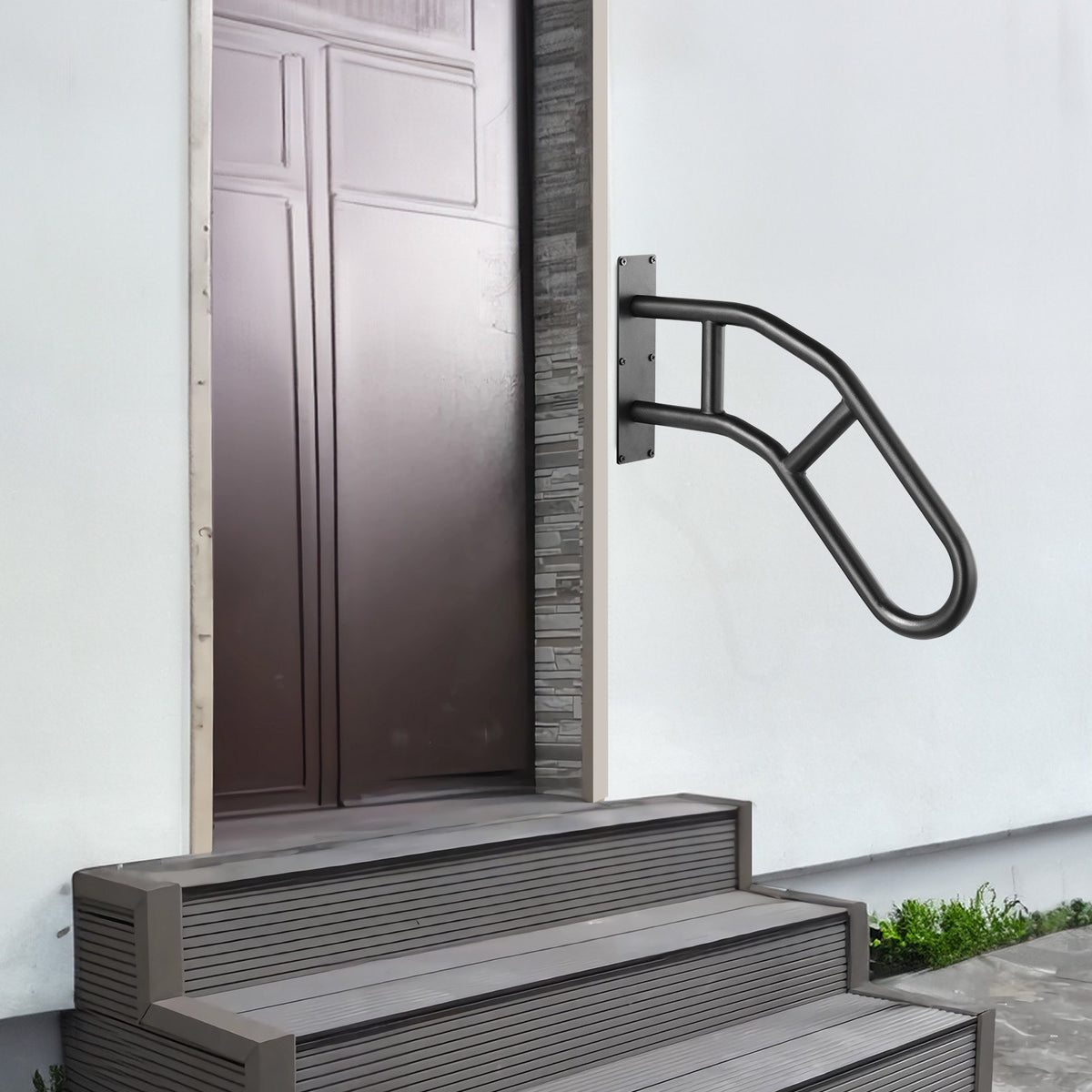 Handrails for Outdoor Steps, 29" Length Wall Mount Safety Railings for 1-3 Steps, U-Shaped Handrail with V952-CXSBSHS29IN1ZXJLBV0