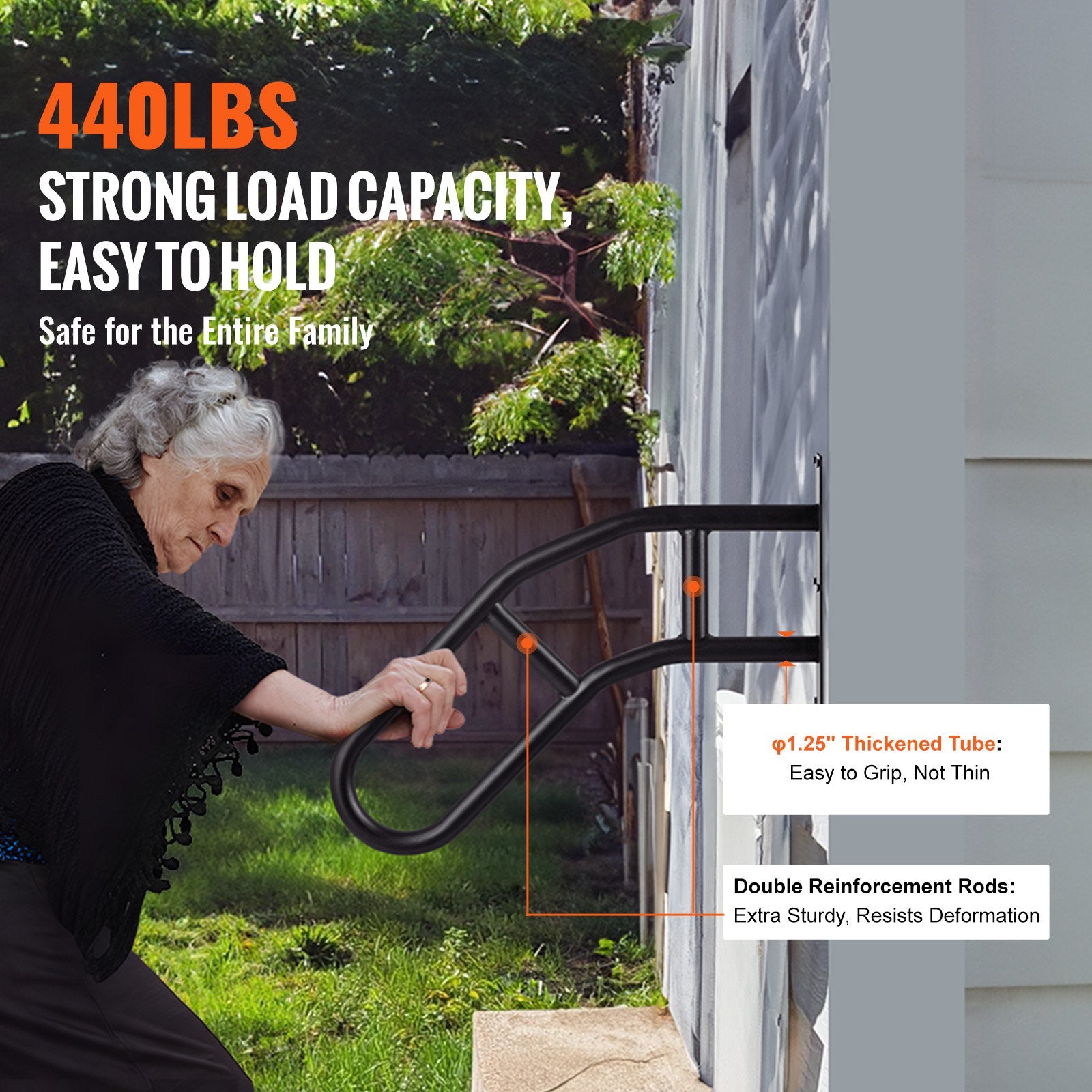 Handrails for Outdoor Steps, 32" Length Wall Mount Safety Railings for 1-3 Steps, U-Shaped Handrail with V952-CXSBSHS32IN1Q0NRVV0