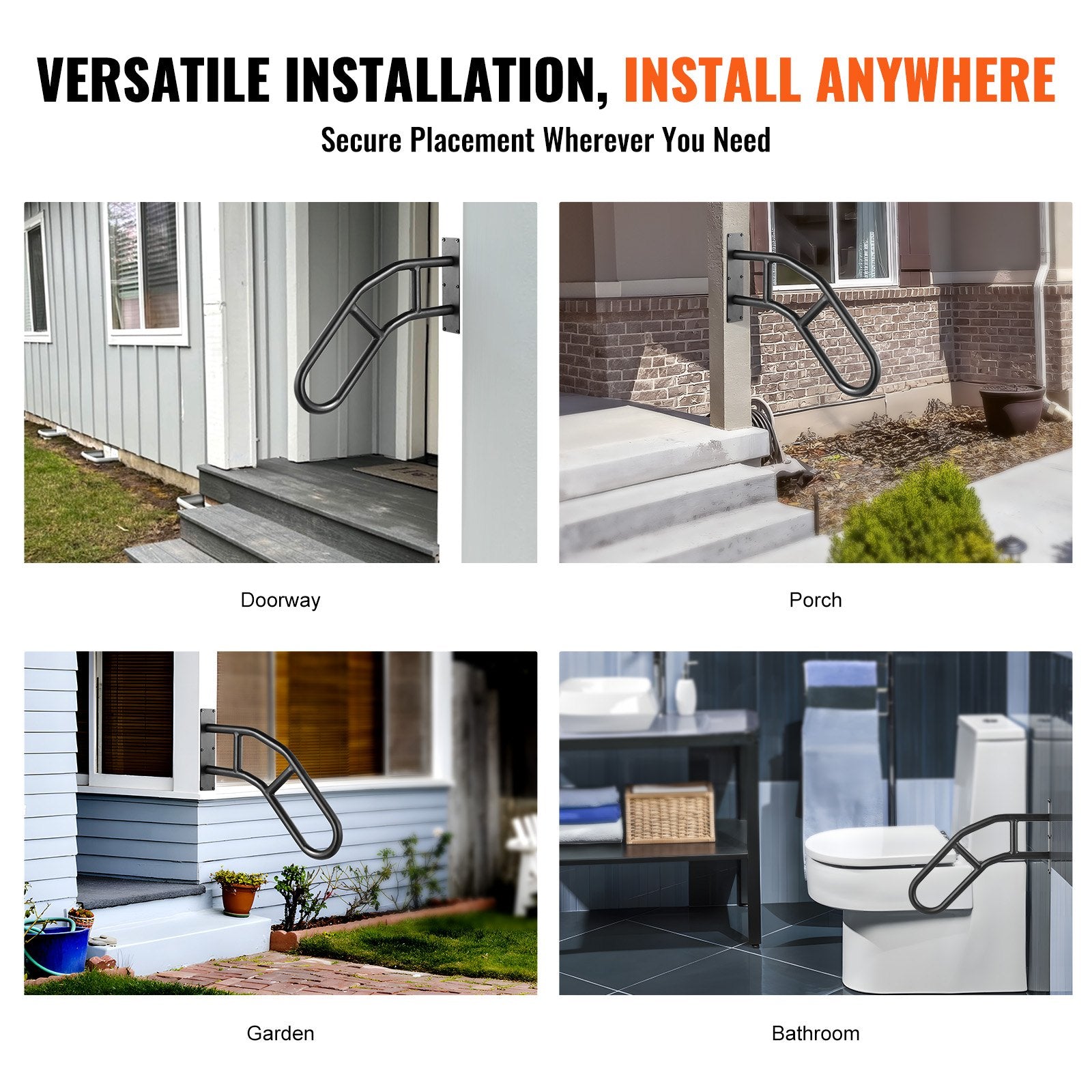 Handrails for Outdoor Steps, 32" Length Wall Mount Safety Railings for 1-3 Steps, U-Shaped Handrail with V952-CXSBSHS32IN1Q0NRVV0