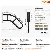 Handrails for Outdoor Steps, 32" Length Wall Mount Safety Railings for 1-3 Steps, U-Shaped Handrail with V952-CXSBSHS32IN1Q0NRVV0
