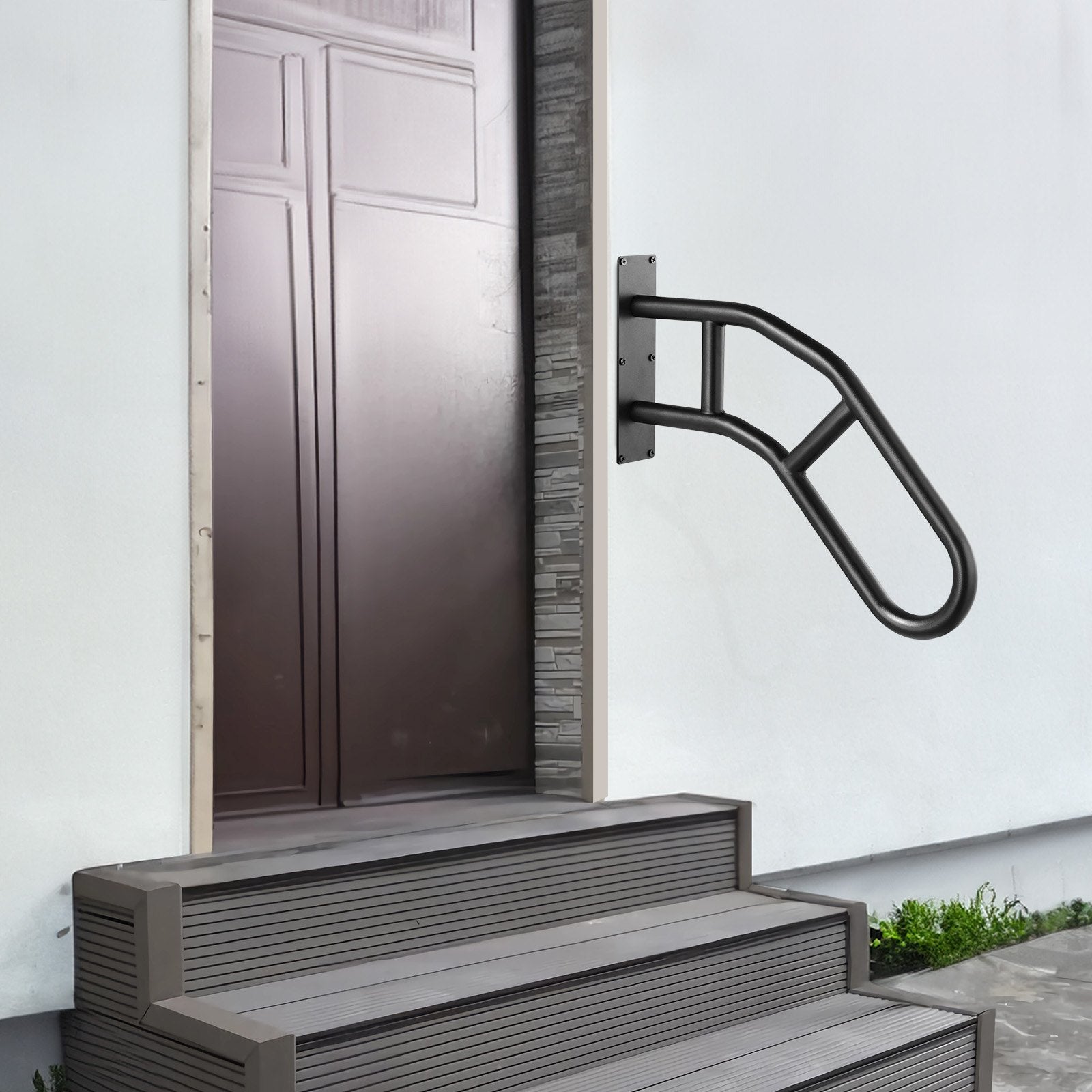 Handrails for Outdoor Steps, 32" Length Wall Mount Safety Railings for 1-3 Steps, U-Shaped Handrail with V952-CXSBSHS32IN1Q0NRVV0