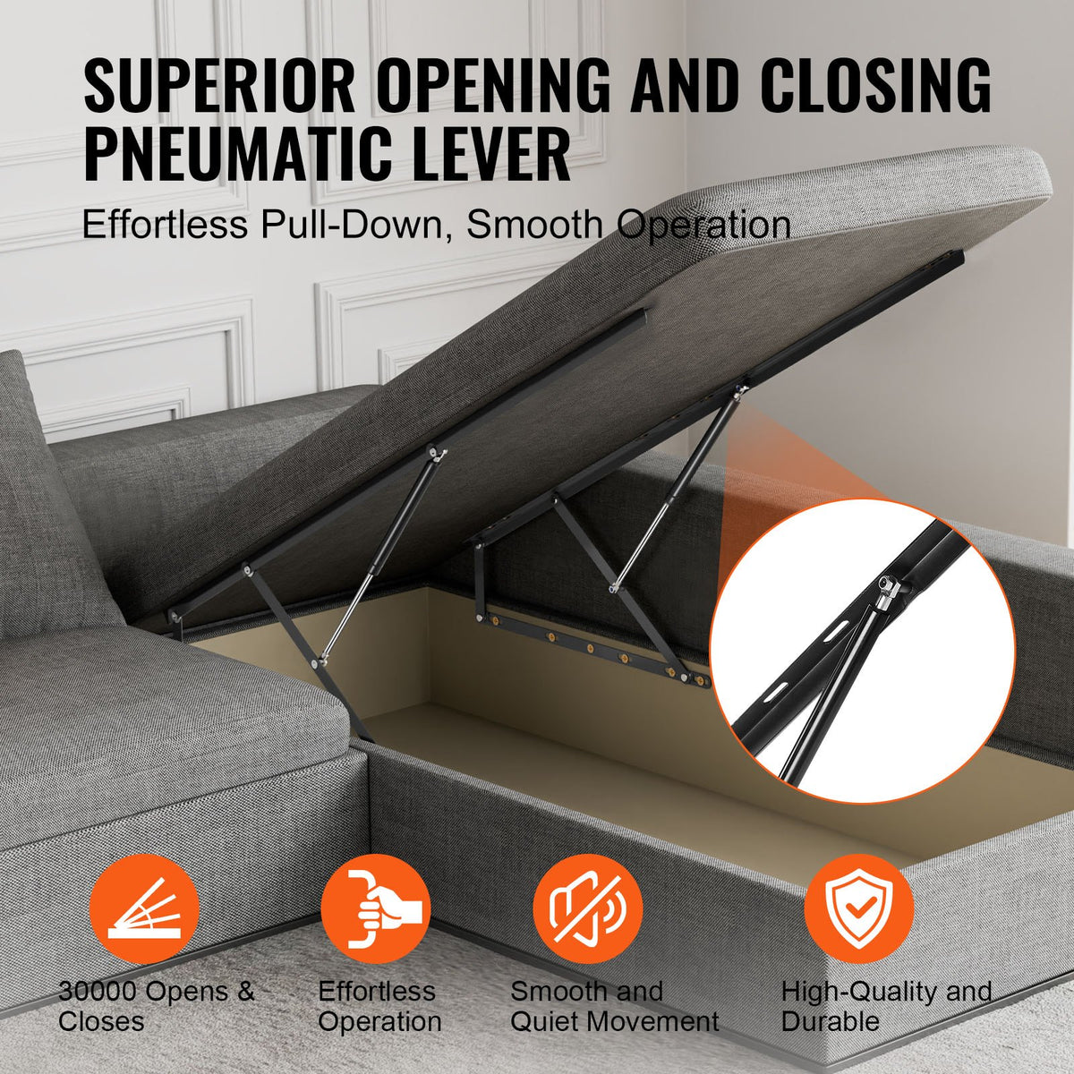 Bed Lift, 1500x2000mm Compatible Extra-large Size 140kg Load Bearing, DIY Wall Bed Mechanical Hardware Kit V952-CXSJQ1500MM1A79I8V0