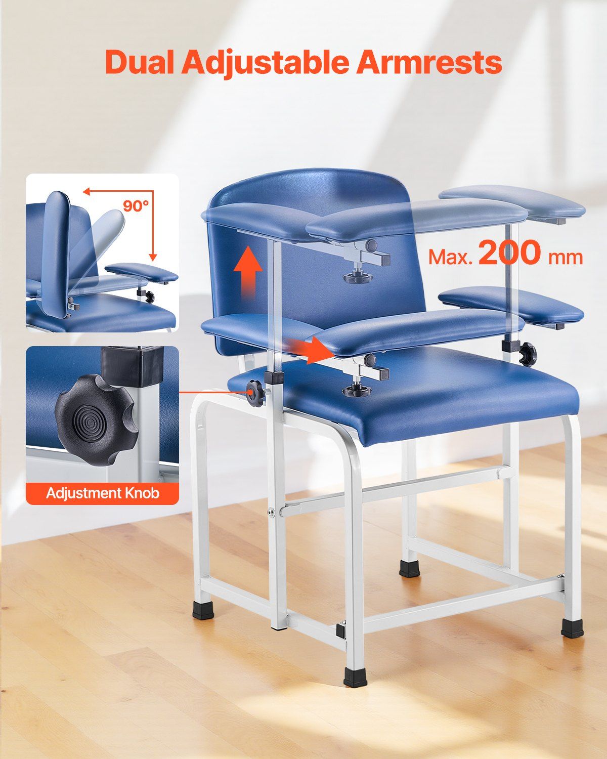Phlebotomy Chair, Blood Draw Chair with Adjustable Armrests and Flip Arm, 181KG/400LBS Loading Blood Drawing V952-CXYCXYZYFSFZW8C5Q001V0
