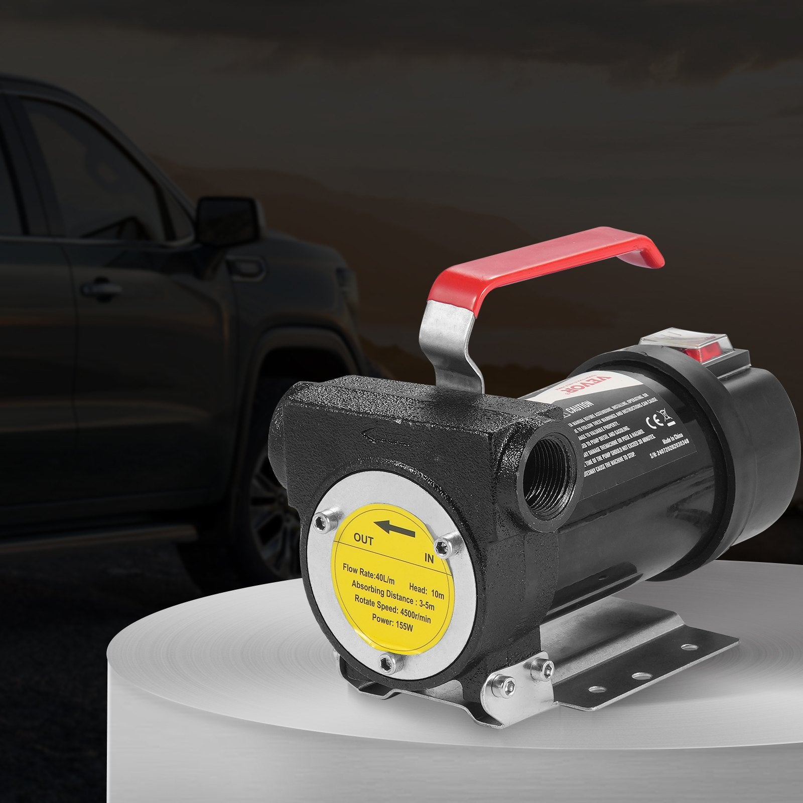 Fuel Transfer Pump, 12V DC 10 GPM 1/4 HP, Portable Electric Diesel Transfer Pump with Automatic Shut-Off Fuel V952-CYBMG10GPM147B515V9