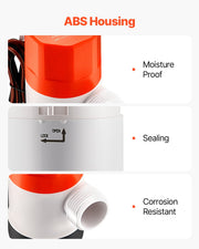 Livewell Pump for Boat 12V 500 GPH Livewell Aerator Pump Straight 2 Inlets V952-CYHSB500GPHZPKUIQV9