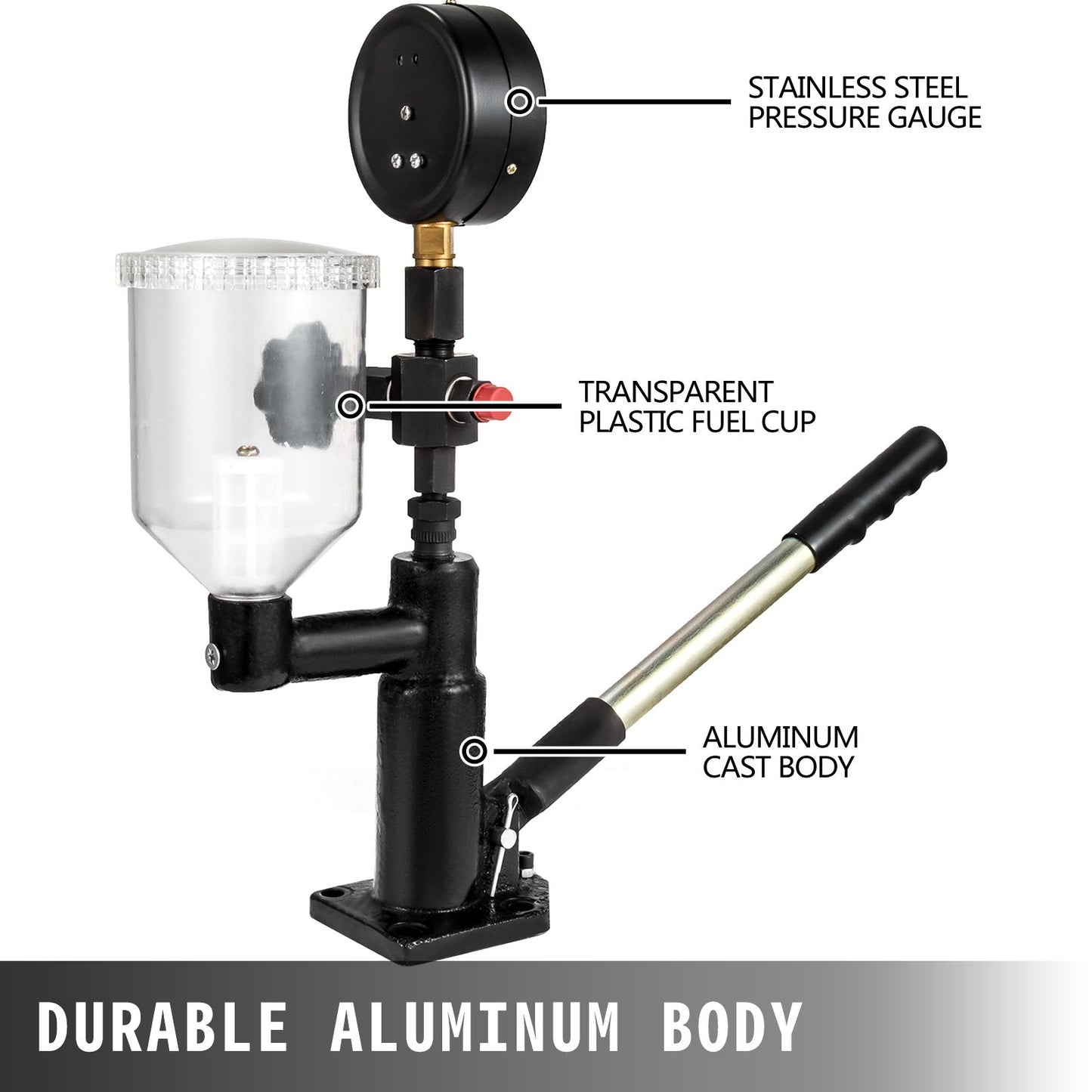 Diesel Injector Nozzle Pressure Tester Dual scale Manometer Test Tool 0-600Bar (0-8000PSI) 60Mpa Test V952-CYJPYZJYQ00000001V0