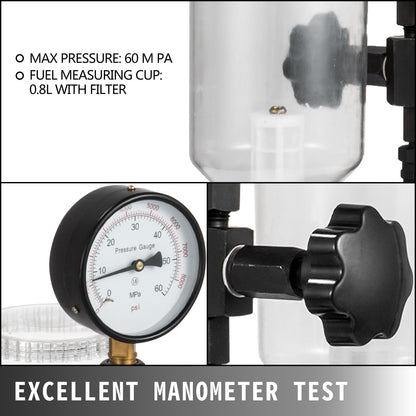 Diesel Injector Nozzle Pressure Tester Dual scale Manometer Test Tool 0-600Bar (0-8000PSI) 60Mpa Test V952-CYJPYZJYQ00000001V0