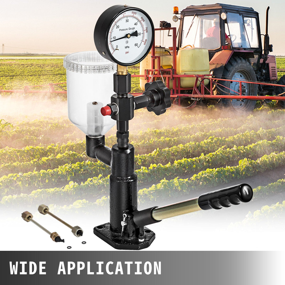 Diesel Injector Nozzle Pressure Tester Dual scale Manometer Test Tool 0-600Bar (0-8000PSI) 60Mpa Test V952-CYJPYZJYQ00000001V0