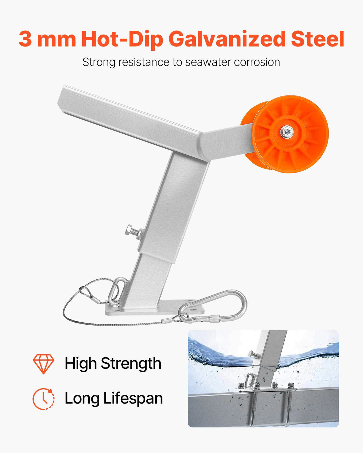 Boat Trailer Winch Stand with Roller, Adjustable Height 365-548 mm, Boat Winch Mount with U-Bolts for V952-CYJPZJZZJ00032G30001V0