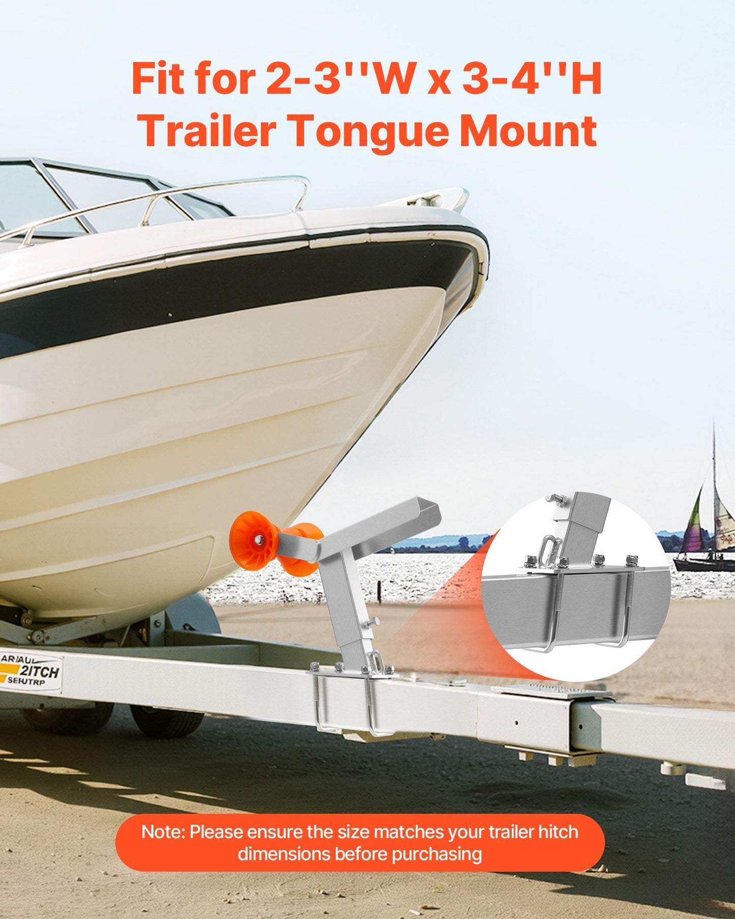Boat Trailer Winch Stand with Roller, Adjustable Height 365-548 mm, Boat Winch Mount with U-Bolts for V952-CYJPZJZZJ00032G30001V0