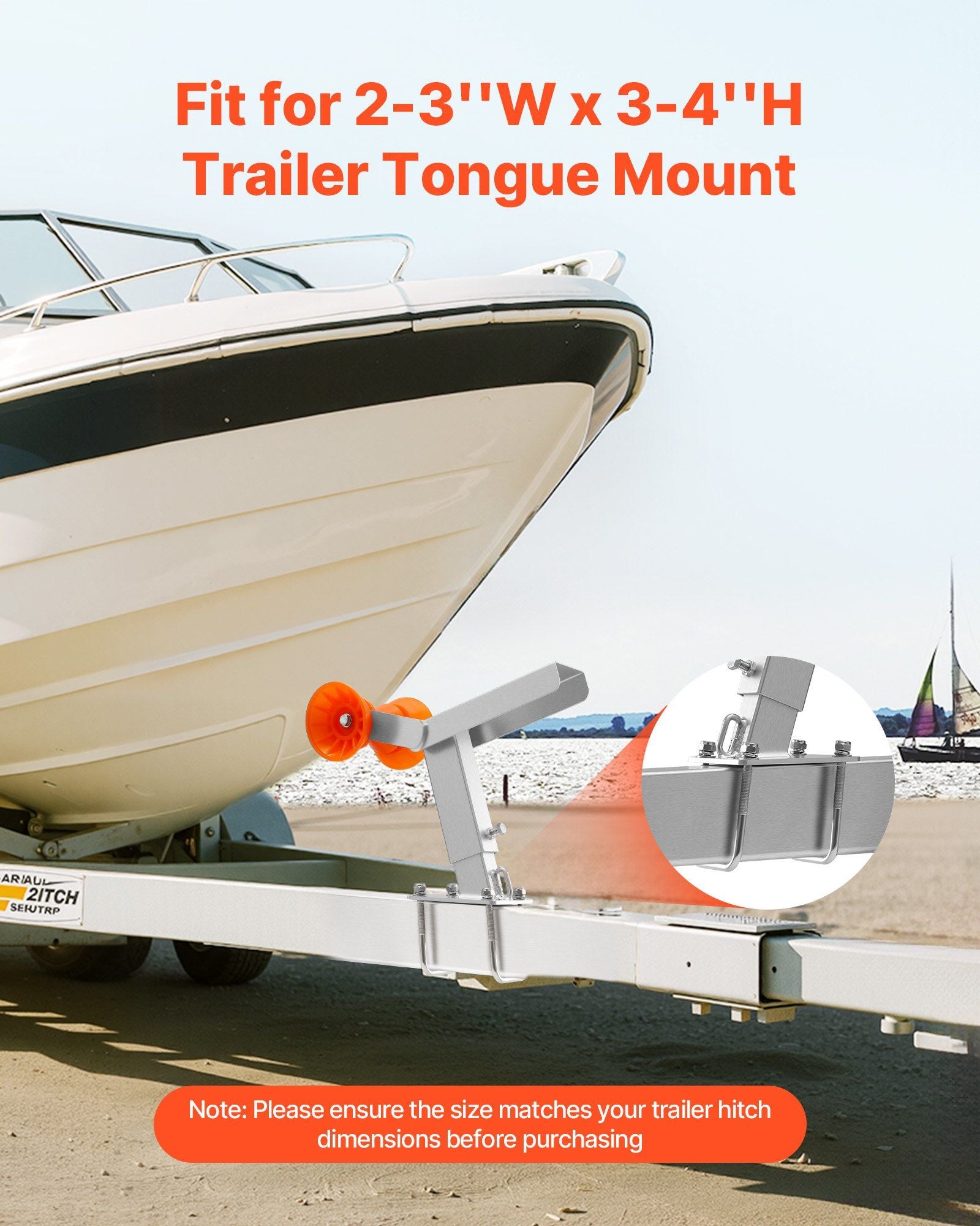 Boat Trailer Winch Stand with Roller, Adjustable Height 365-548 mm, Boat Winch Mount with U-Bolts for V952-CYJPZJZZJ00032G30001V0