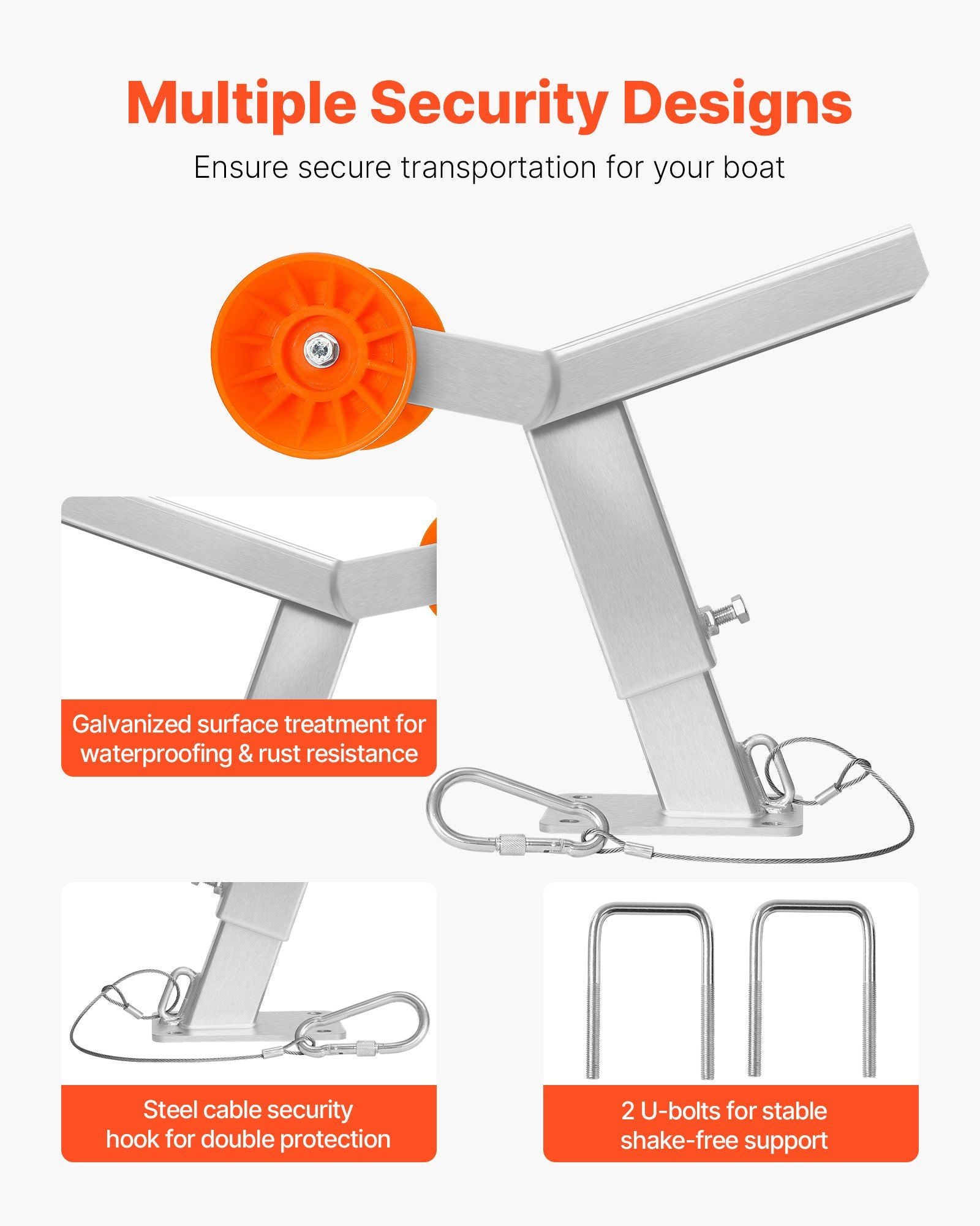 Boat Trailer Winch Stand with Roller, Adjustable Height 365-548 mm, Boat Winch Mount with U-Bolts for V952-CYJPZJZZJ00032G30001V0