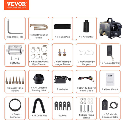 8KW Diesel Heater, 12V/24V All in One Diesel Air Heater, Bluetooth APP Control, Remote Control and Display V952-CYJRQDDKWS8KHTGEXV3