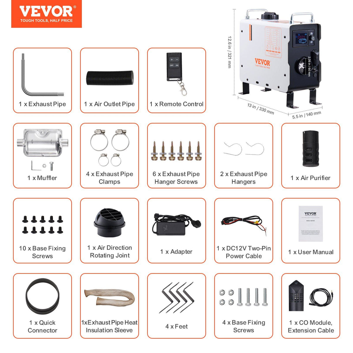 2KW Diesel Heater, 12V/24V All in One Diesel Air Heater, with Bluetooth APP Control, Remote Control and V952-CYJRQHWKLS2KWXH0UV3