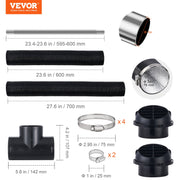 Diesel Heater Pipe Ducting Set, 3" Extendable Air Duct Hose, 1" Stainless Steel Exhaust Pipe, 2 Air Vents, V952-CYJRQPJ5KW8K2FCIDV0
