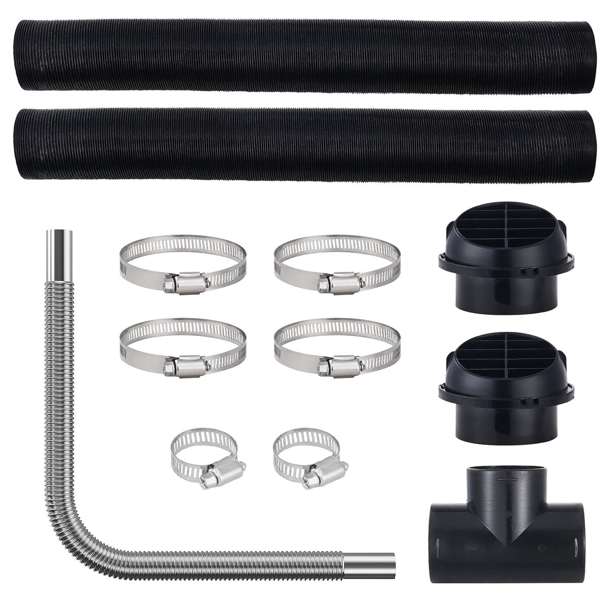 Diesel Heater Pipe Ducting Set, 3" Extendable Air Duct Hose, 1" Stainless Steel Exhaust Pipe, 2 Air Vents, V952-CYJRQPJ5KW8K2FCIDV0