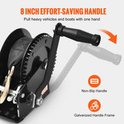 Hand Winch, 725.7 kg Pulling Capacity, Boat Trailer Winch Heavy Duty Rope Crank with 10 m Polyester Strap and V952-CYSDJP1600BDKMHDEV0