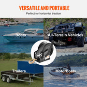 Hand Winch, 725.7 kg Pulling Capacity, Boat Trailer Winch Heavy Duty Rope Crank with 10 m Polyester Strap and V952-CYSDJP1600BDKMHDEV0