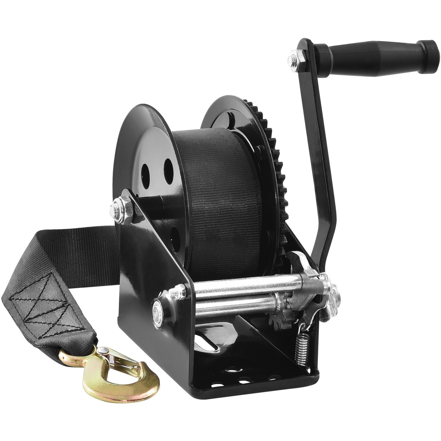 Hand Winch, 725.7 kg Pulling Capacity, Boat Trailer Winch Heavy Duty Rope Crank with 10 m Polyester Strap and V952-CYSDJP1600BDKMHDEV0